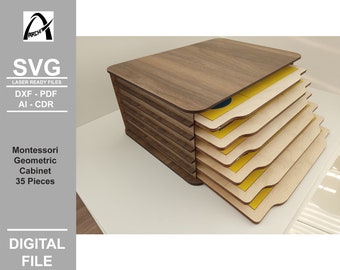 Gabinete geométrico Montessori SVG – Archivos cortados con láser (Descarga digital)