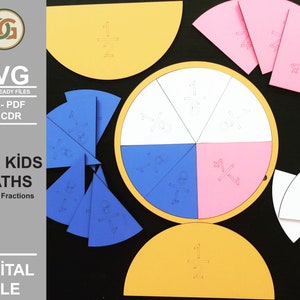 Montessori Runde Bruch Mathe Spiel - lehrreich - Digital Laser Ready Dateien - SVG - DXF - PDF - Glowforge - Cricut - Divided Game