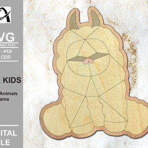 Bauernhof Tiere Lama Puzzle - Montessori Holz Kinderspielzeug - Digitale Laser Dateien - SVG - DXF - PDF - Glowforge - Line Übung