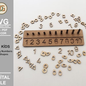 Laser Cut Kinderspiel - Montessori Spielzeug - Zahlen und Formen - Digitale Laserfertige Dateien - SVG - DXF - PDF - Cdr - Hand Coordination - Glowforge