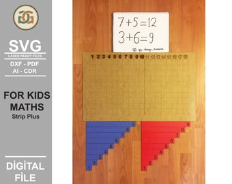 Rekenstrip voor kinderen: educatief montessorispeelgoed (digitale bestanden)