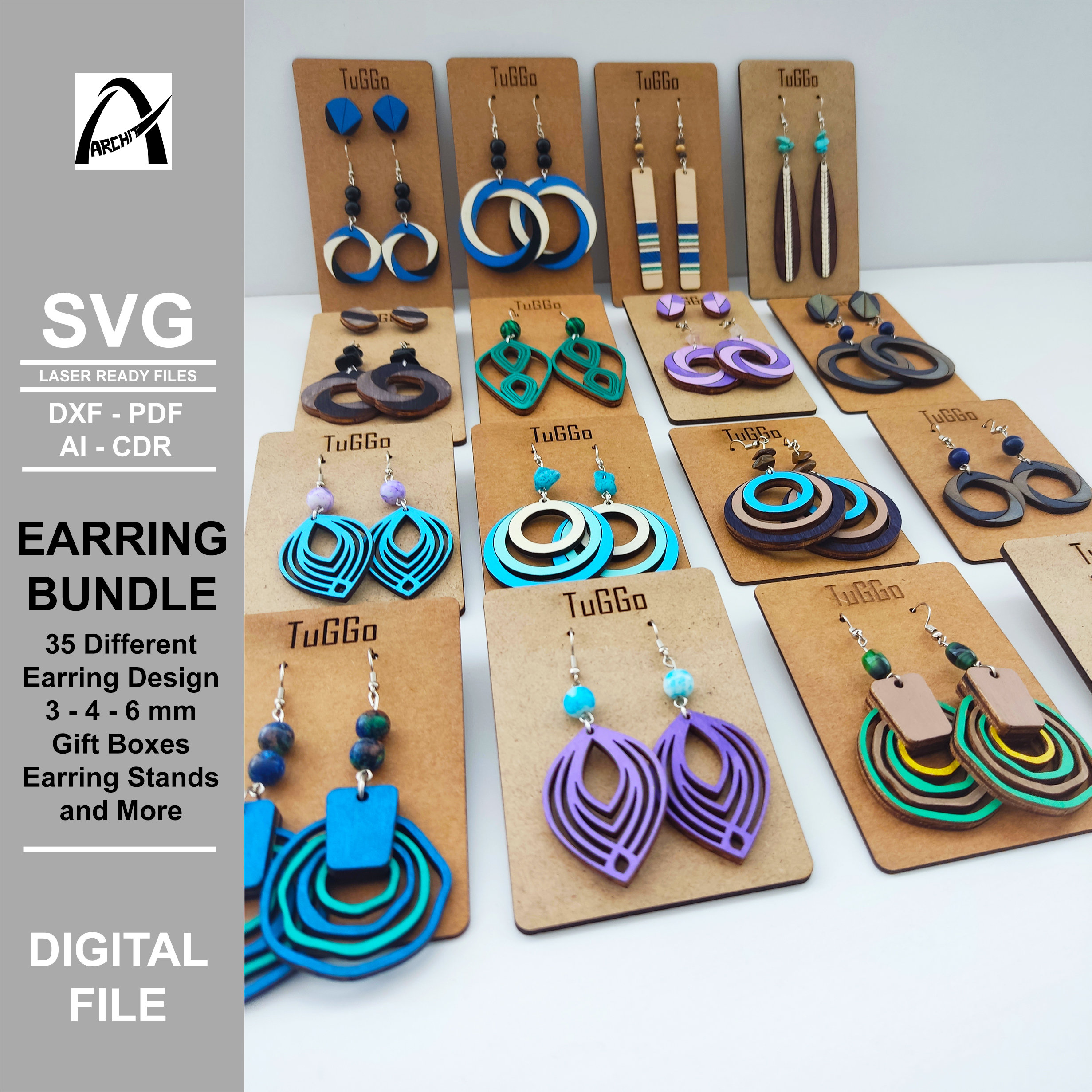 Earring Bundle - Earring Laser File - Wood Boho Earrings - SVG - DXF ...