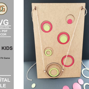 Montessori Round Fit Game - Giocattolo in legno Montessori - File digitali pronti per il laser - SVG - DXF - PDF - Cdr - Equilibrio manuale - Glowforge - Cricut