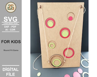 Juego Montessori de ajuste circular (archivos SVG, DXF y PDF) (descarga digital)