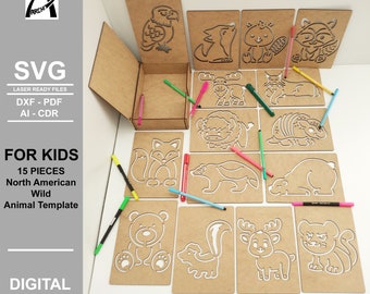 Montessori North American Wildlife Animals Template - Line Exercise (Digital Files)