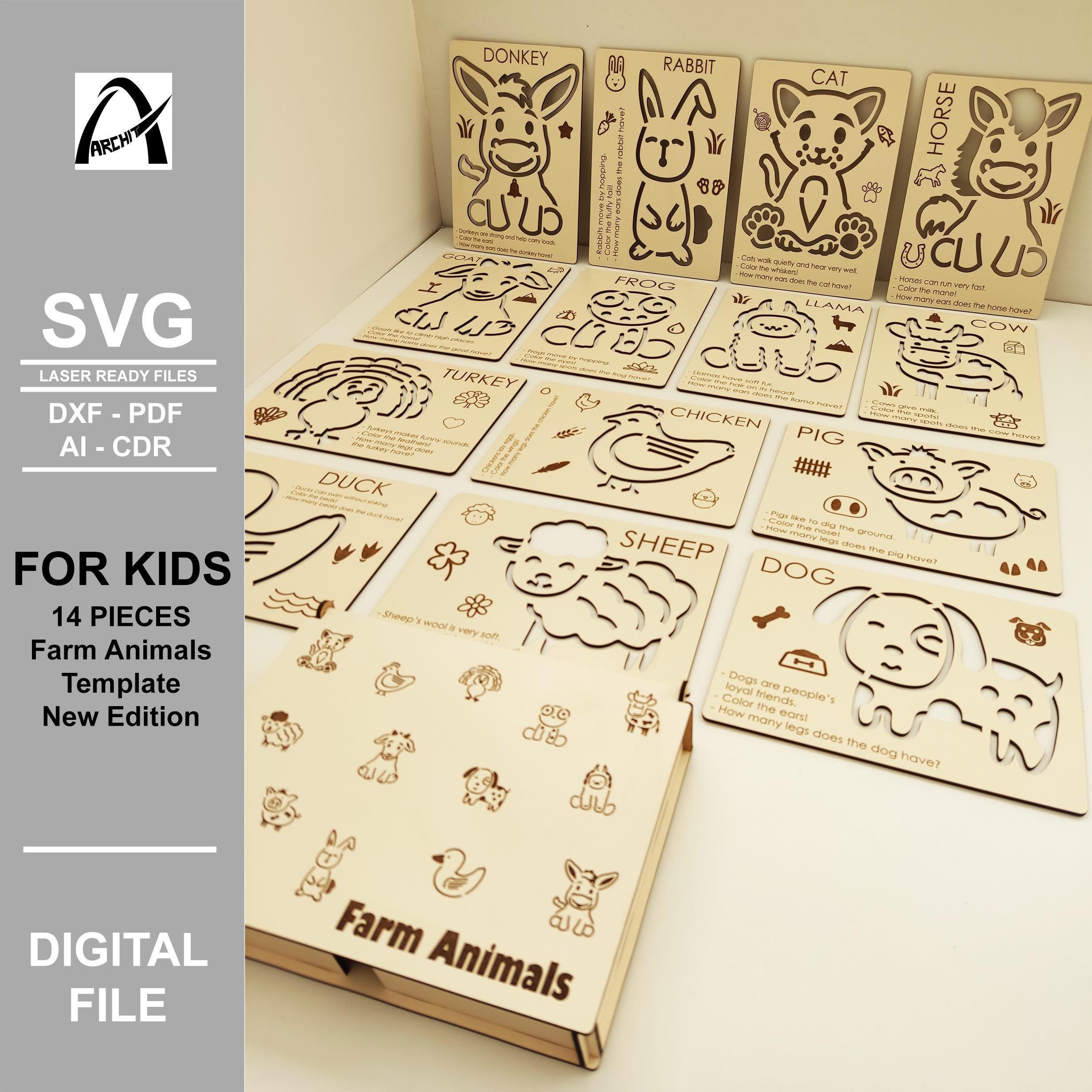Montessori Farm Animals Line Exercise - Laser Cut Files - Wooden Toy ...