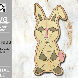 Bauernhof Tiere Kaninchen Puzzle - Montessori Holz Kinderspielzeug - Digitale Laser Dateien - SVG - DXF - PDF - Glowforge - Line Übung