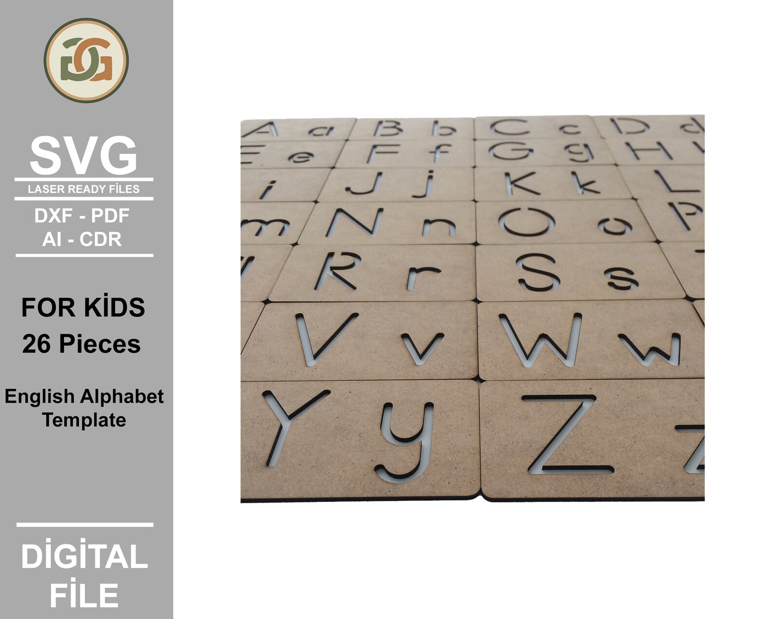 Laser Cut Kids Alphabet English Alphabet Digital Laser | Etsy