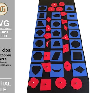 Montessori Form Filz Set - Montessori Holz Puzzle Peg Board - Digitale Laserfertige Dateien - SVG - DXF - PDF - Geometrische Formen - Glowforge