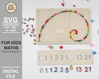 Montessori-fibonaccibord – rekenspel voor kinderen, lasergesneden bestanden (digitale download)