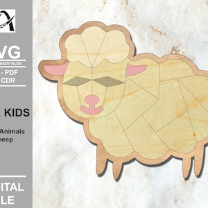 Bauernhof Tiere Schafe Puzzle - Montessori Holz Kinderspielzeug - Digitale Laser Dateien - SVG - DXF - PDF - Glowforge - Line Übung