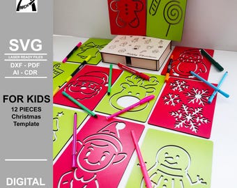 Plantilla de ejercicio Montessori de línea navideña: archivos cortados con láser (descarga digital)