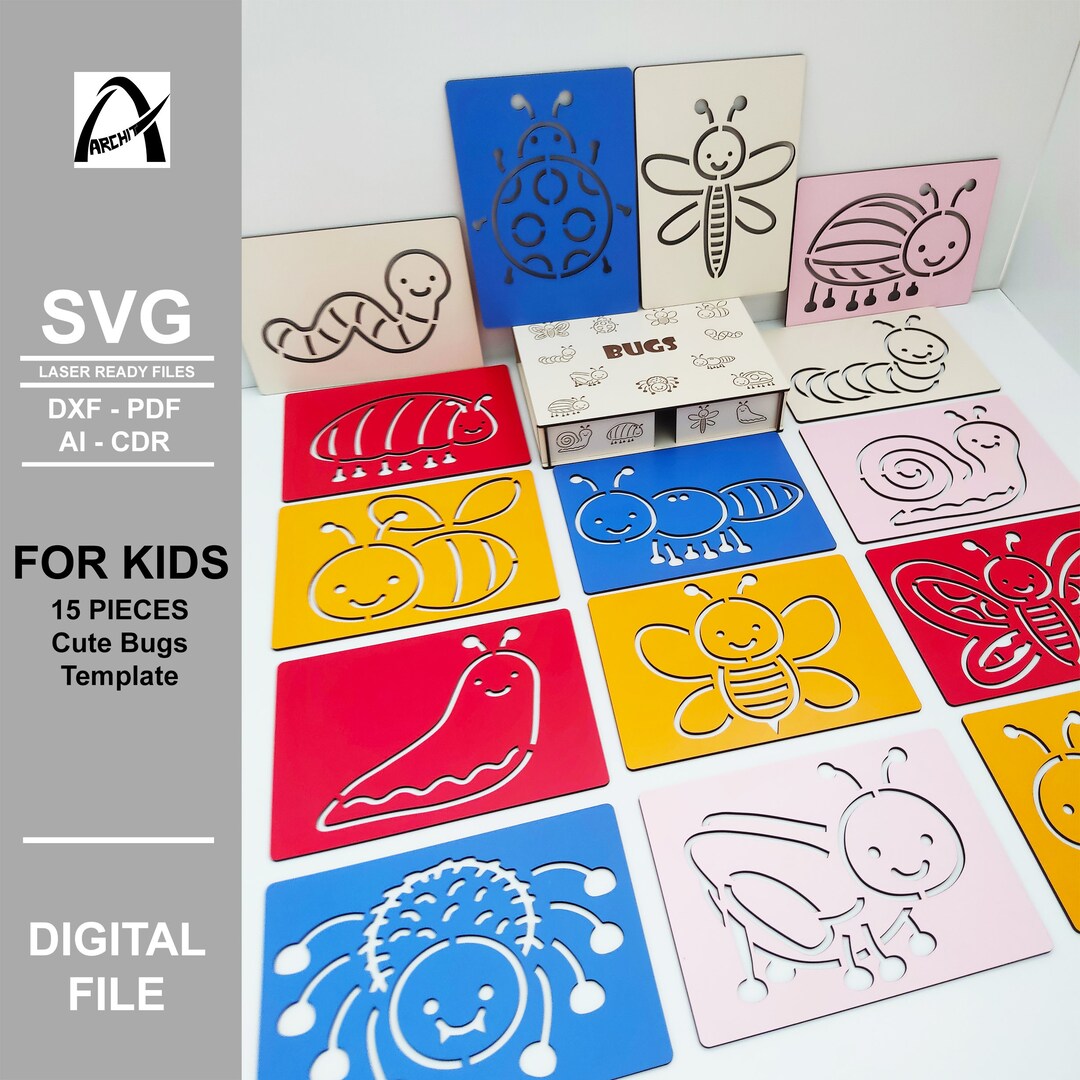 Montessori Bugs Template – Laser Cut Line Exercise (digital Files) - Etsy