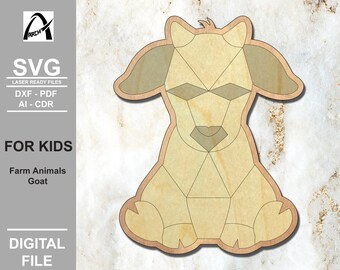 Goat Puzzle SVG – Montessori Wooden Toy Laser Cut Files (Digital Download)