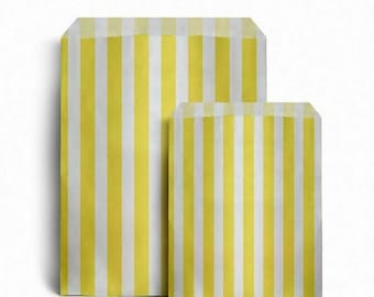Yellow Candy Stripe Paper Bags 5" x 7" - 13 x 18cm