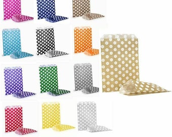 Polka Dot Paper Bags 5" x 7" 13cm x 18cm Various Colours