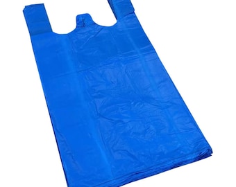 Blue Recycled Vest Carrier Bag - 12 x 18 x 24"
