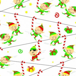 Zip Line Elves Printed Tissue Paper 20" x 30" 500 x 750mm 18gsm