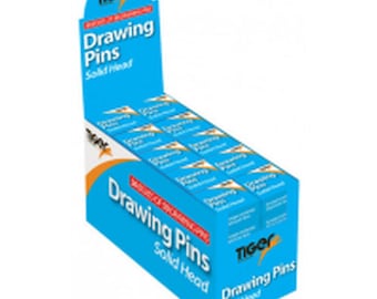Box 50 Drawing Pins Brass