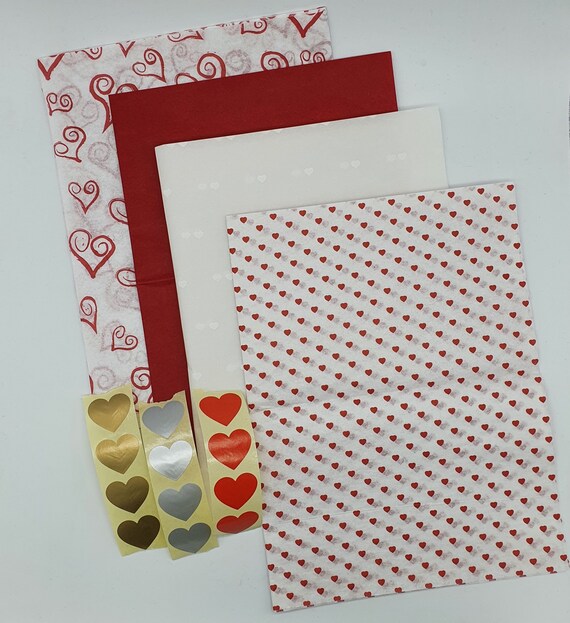 15 SHEETS VALENTINE RED HEART TISSUE PAPER~20x30~15 HEART-LOVE TISSUE  PAPER