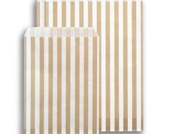 7"x 9" - 18 x 22cm Gold Candy Stripe Paper Bags