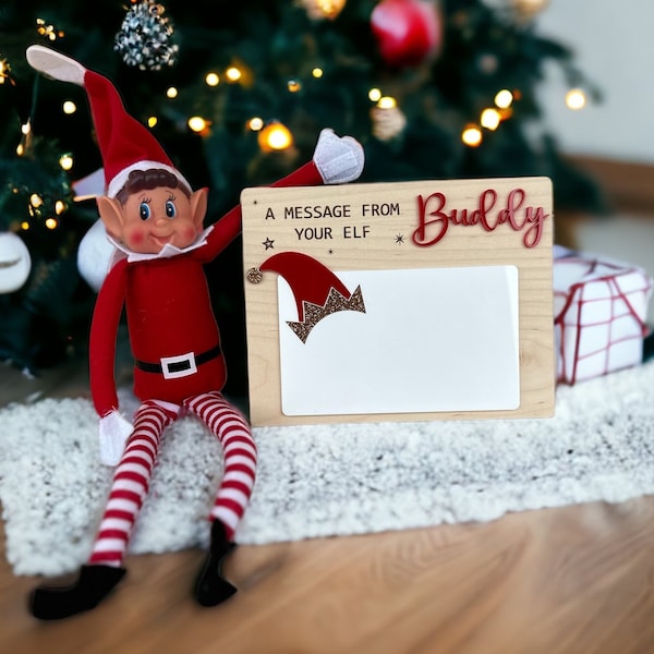 Personalised Dry Erase Elf Message Board, Elf Games, Countdown to Christmas Elf, Christmas 2023, Elf Photo Prop, Elf Ideas