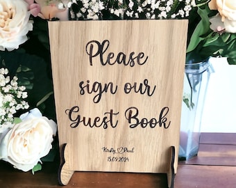 Wedding Sign, Oak Wedding Sign, Guest Book Sign, Wedding Guest Book Sign, Wedding Wood Guest Book Sign, Please Sign Our Guest Book, Engraved