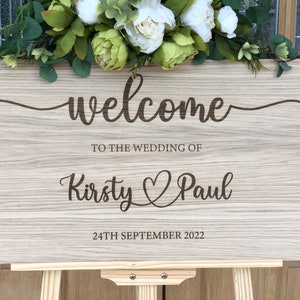 Personalised Wedding Welcome Sign, Oak Engraved Welcome Wedding Sign, Personalised Wedding Welcome Sign, Custom Rustic Welcome Wedding Sign