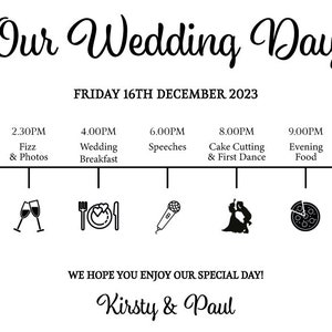 Personalised Wedding Timeline, Oak Engraved Order Of The Day Wedding Sign, Personalised Wedding Itinerary, Custom Rustic Wedding Sign image 7