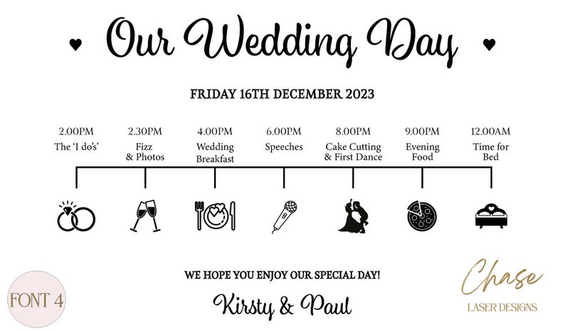 Personalised Wedding Timeline, Oak Engraved Order Of The Day Wedding Sign, Personalised Wedding Itinerary, Custom Rustic Wedding Sign image 7