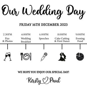Personalised Wedding Timeline, Oak Engraved Order Of The Day Wedding Sign, Personalised Wedding Itinerary, Custom Rustic Wedding Sign image 4