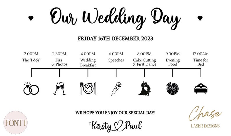 Personalised Wedding Timeline, Oak Engraved Order Of The Day Wedding Sign, Personalised Wedding Itinerary, Custom Rustic Wedding Sign image 4