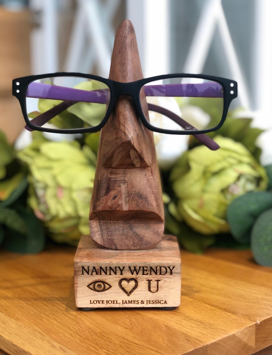 Personalised Wooden Glasses Holder, Wooden Glasses Stand, Specs Holder