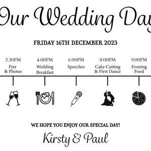 Personalised Wedding Timeline, Oak Engraved Order Of The Day Wedding Sign, Personalised Wedding Itinerary, Custom Rustic Wedding Sign image 5