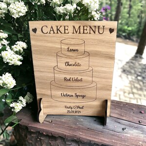 Wedding Sign, Oak Wooden Wedding Sign, Cake Menu Sign, Wedding Cake Flavour Sign, Wedding Menu Sign, Rustic Wooden Wedding, Wedding Food