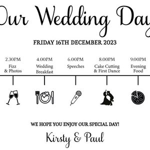 Personalised Wedding Timeline, Oak Engraved Order Of The Day Wedding Sign, Personalised Wedding Itinerary, Custom Rustic Wedding Sign image 6