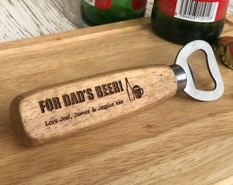 Personalised Bottle Opener, Beer Opener, Personalised Dad Gift, Christmas Dad Gift, Christmas Gift For Him, Dad Father Birthday Gift, Wooden