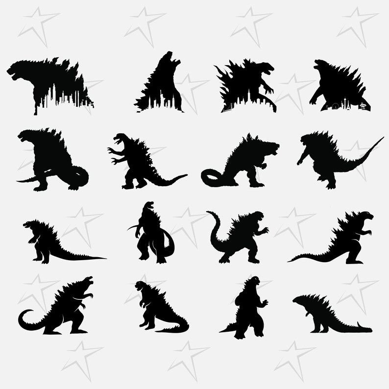 Download Godzilla Silhouette SVG PNG DXF. Instant download files for | Etsy