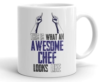VIROSA Funny Chef Mug – “This is What an Awesome Chef Looks Like” – Gift for Cooks & Kitchen Staff – 11oz Ceramic Coffee Cup
