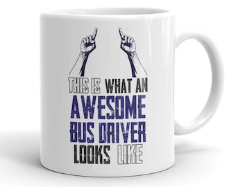 VIROSA Funny Bus Driver Mug – “This is What an Awesome Bus Driver Looks Like” – Gift for Public Transport Staff – 11oz Mug