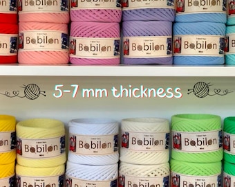 T-shirt eco-friendly cotton yarn ball of 110 yds, 5-7 mm yarn thickness, ribbon jersey basket yarn, multicolored trapillo yarn for bag