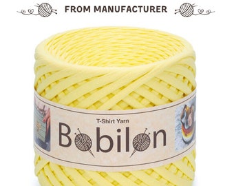 T-Shirt Yarn: cotton jersey skein, ribbon for crocheting, knitting, spaghetti textile yarn, color Lemon