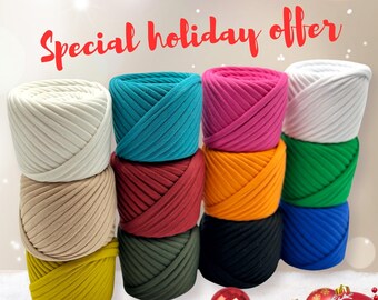 Christmas yarn for holiday crocheting, craft kits for teen, mini skein set, organic cotton yarn, yarn bundle, fabric yarn, jersey yarn
