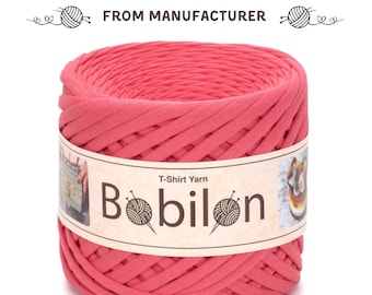 T-Shirt Yarn: cotton ribbon for crochet, macrame, knitting, trapillo basket yarn, color Coral