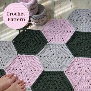 PDF Häkelanleitung Diamant Teppich, T-Shirt Garn Anfänger Häkelanleitung, einfache Häkelanleitung, Babymatte, PDF Workshop wie man Teppich häkelt