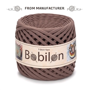 Cotton t-shirt yarn, chunky bulky yarn for crocheting, knitting, macrame, fabric ribbon yarn for bag, backpack, carpet, baby blanket, Cocoa