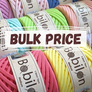 Bulk prices for cotton t-shirt yarn, Wholesale fabric jersey yarn bundle, Bulk mixed rug yarn, Free shipping for EU countries, Medium 7-9 mm