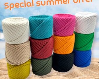 Holiday yarn for crocheting, craft kits for teen, mini skein set, organic cotton yarn, yarn bundle, fabric yarn, jersey yarn