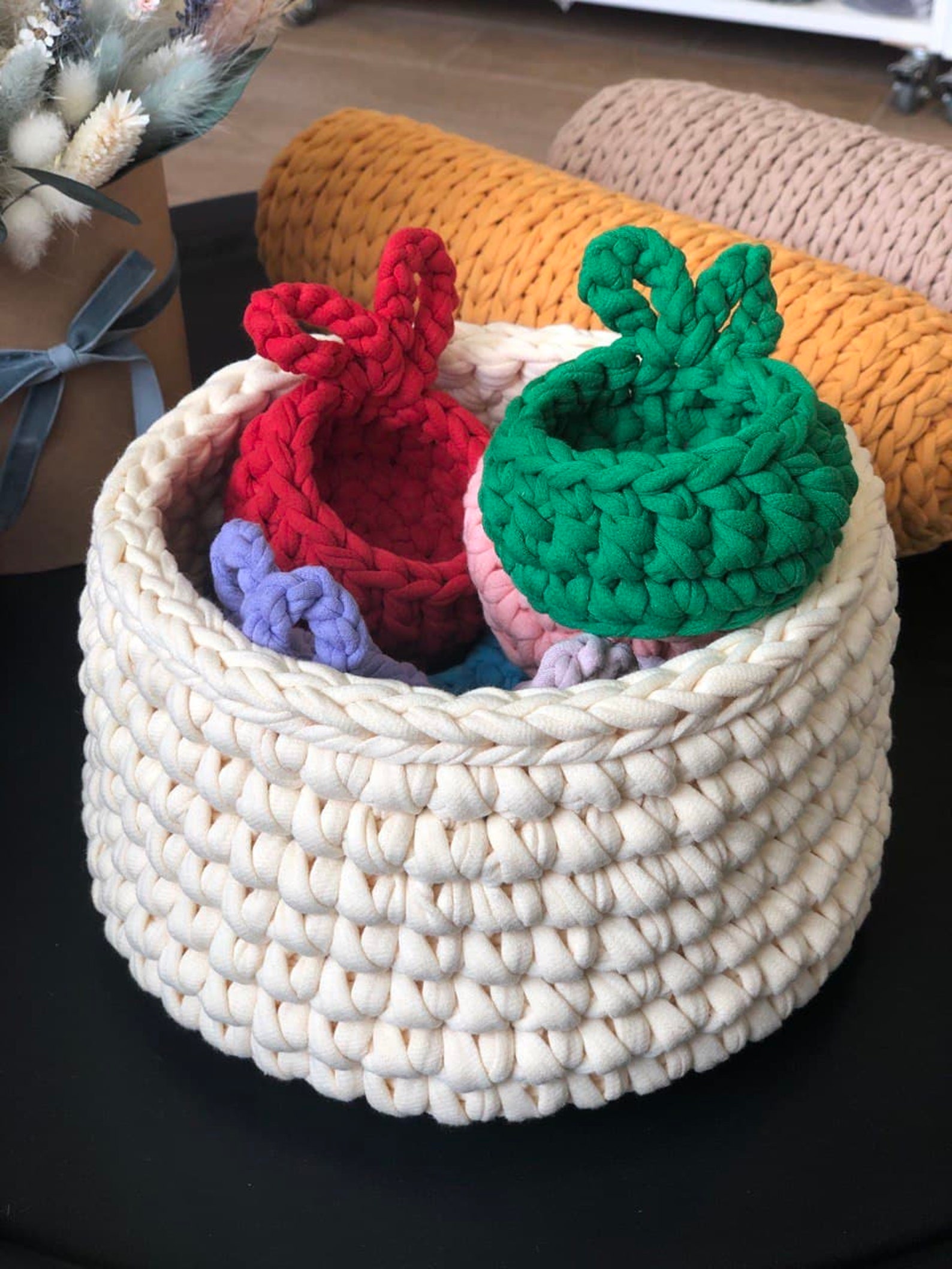 Crochet Basket Kit For Beginner DIY Tshirt Yarn Kit For Etsy