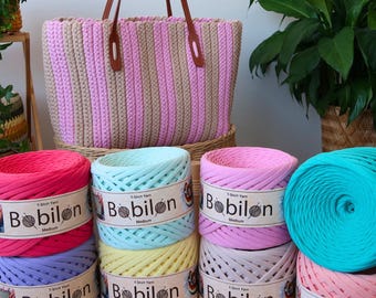 Chunky Cotton T-Shirt Yarn (7-9mm) for Crochet Bags, Baskets, Macrame – Fabric Yarn DIY